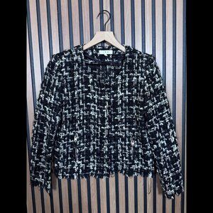 IRO Jacket 38 / Medium Womens Black Boucle Tweed Wool Knit Pullover